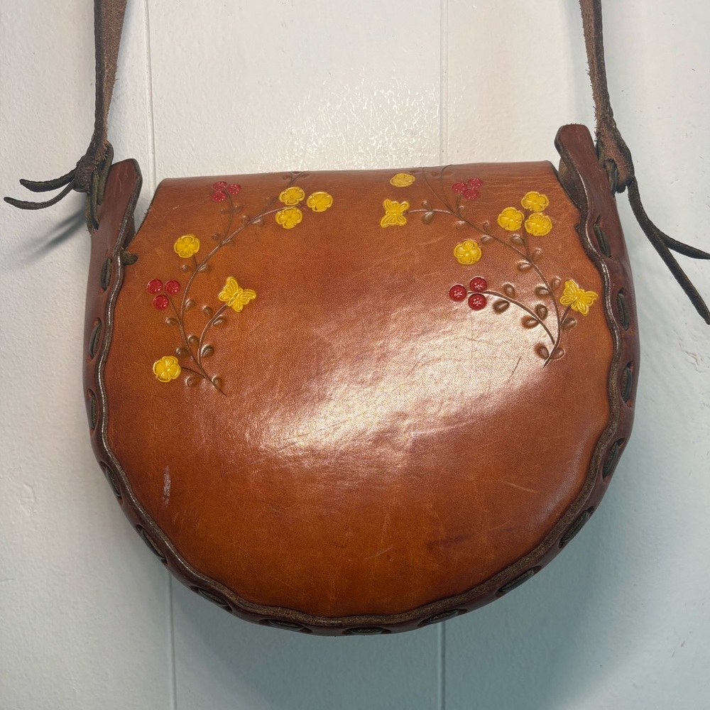 Vintage 70’s Tool Leather Handmade Hippie Shoulder Bag - Picture 6 of 15
